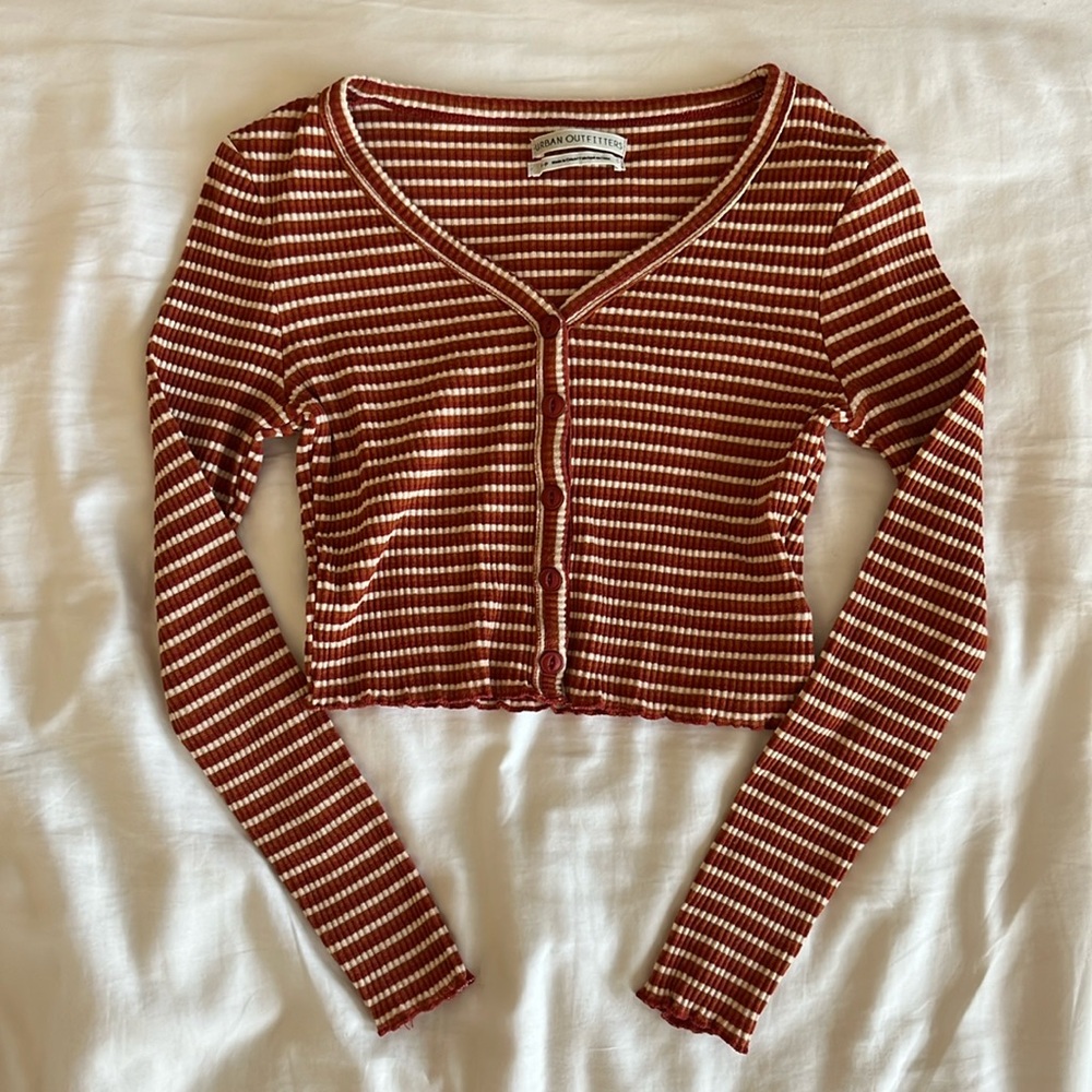 Urban Outfitters red, orange and cream striped long sleeve